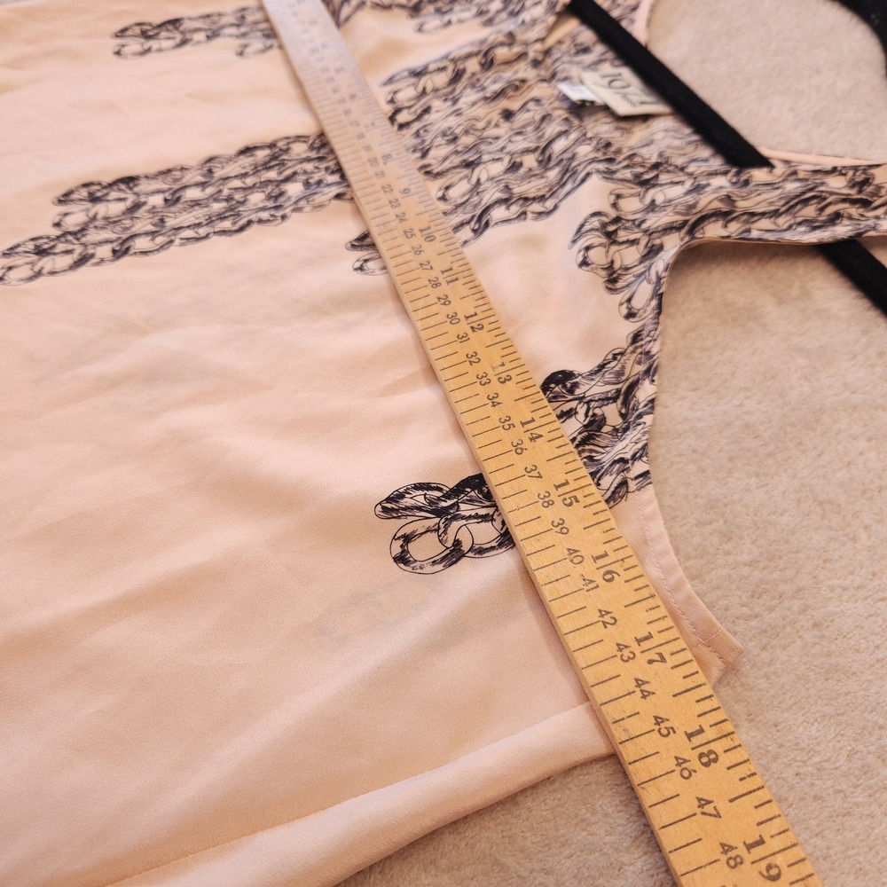 Reiss 1971 100% Silk Blush Pink Navy Print Sleeveless Blouse Size 6 Boho - Picture 6 of 13